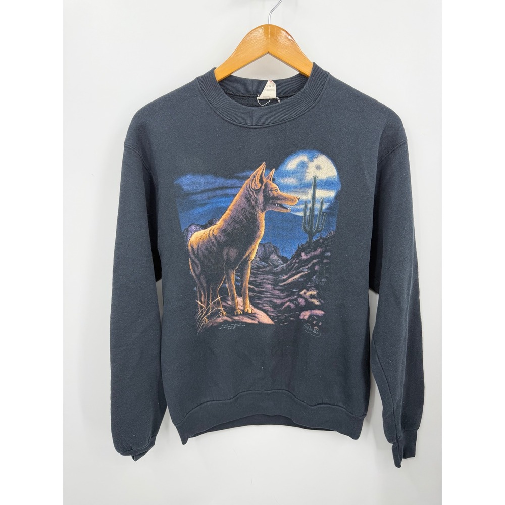 Fruit of the Loom Trinity Products Sweatshirt Womens L Black Vintage 1989 Coyote